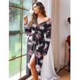 thumbnail image 2 of Ekouaer Women Kimono Robes Full Length Knit Bathrobe Lightweight Soft Sleepwear V-neck Casual Ladies Loungewear, 2 of 6