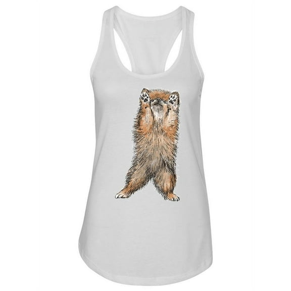 A Cute Pomeranian Standing Tank Women -Image by Shutterstock, Female Large