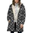 thumbnail image 2 of ClodeEU Women's Long Sleeve Hooded Plaid Print Jacket,Zip Fleece Lined Top Coat,Casual Jacket with Pockets Dark Gray,Womens Plus M, 2 of 5
