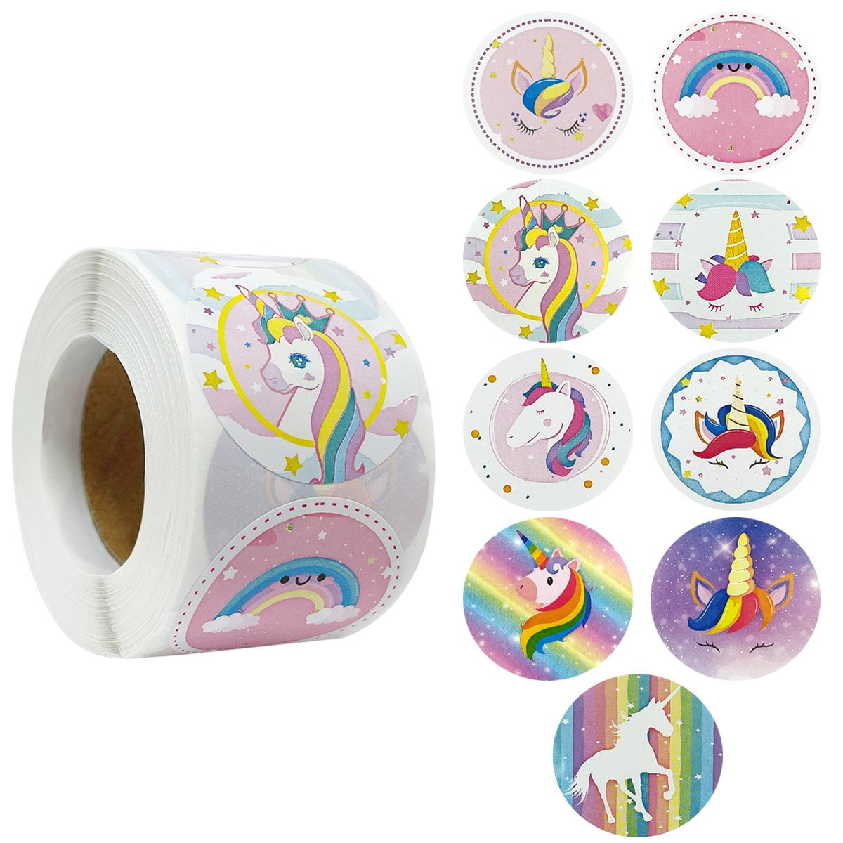 Wrapables 1.5 inch Unicorn Sealing Stickers for Cards, Envelopes, Bags, Gift Boxes, Party Favors (500pcs)