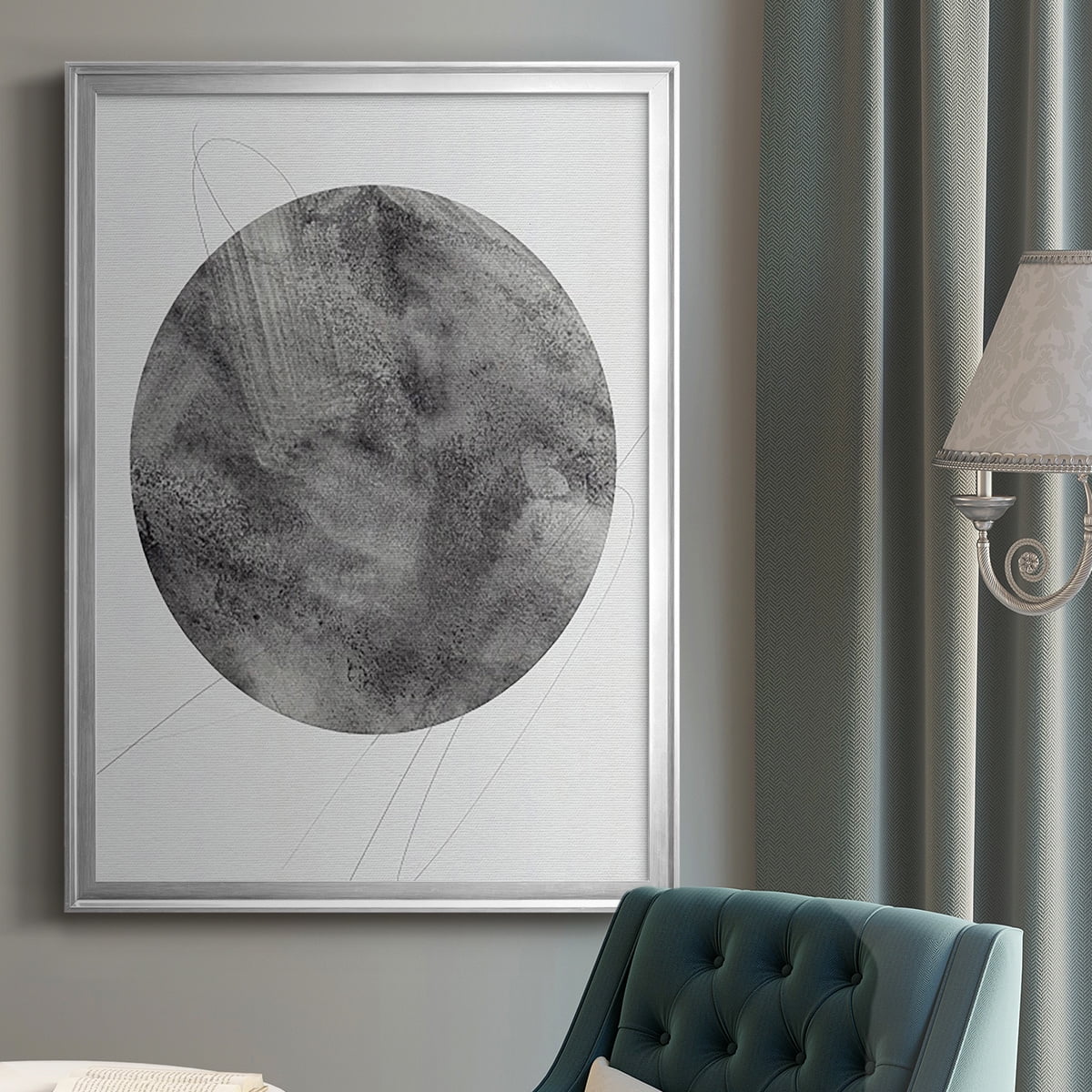 Graphite Moon II Premium Framed Print, in Gold, Black, or Silver - Ready to Hang