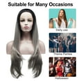 thumbnail image 6 of Unique Bargains Lace Front Wigs for Women 24" Black Gradient Gray Long Natural Curly with Wig Cap, 6 of 7