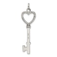 thumbnail image 4 of 925 Sterling Silver Polished Cubic Zirconia Love Heart Key Pendant Necklace 49x14mm Wide Pendant for Women, 4 of 4