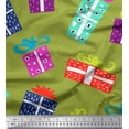 thumbnail image 1 of Soimoi Green Velvet Fabric Gift Box Party Print Fabric by the Yard 58 Inch Wide, 1 of 3