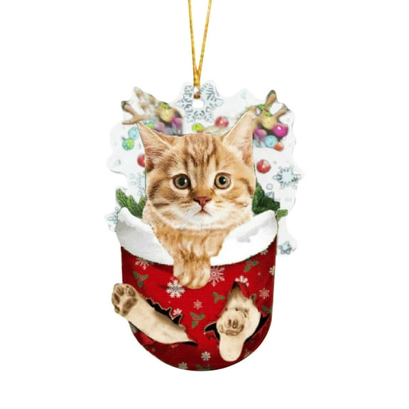 Pet Christmas Ornaments Set with Antlers & Santa Hats - Funny Dog & Cat Tree Decor for Pet Lovers - 3 Inch Hanging Pendant Decorations for Xmas Tree, Home, Car F