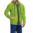 thumbnail image 2 of Goofa Lime green glitter Pattern Mens Full-zip Hoodie, Zip-up Pullover Hooded Sweatshirt, Kangaroo Pocket Hoodie Ideal for Daily Wear, Travel, and Home-Medium, 2 of 5