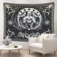 thumbnail image 2 of Tapiz de pared con esqueleto de calavera, tapiz de polilla de serpiente en blanco y negro, tapiz de mandala, tapiz de luna para colgar en la pared (polilla, L / 130x150cm) JM, 2 of 5