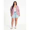 thumbnail image 2 of Terra & Sky Women's Plus High Rise A-Line Denim Shorts, 5" Inseam, Sizes 16W-26W, 2 of 5