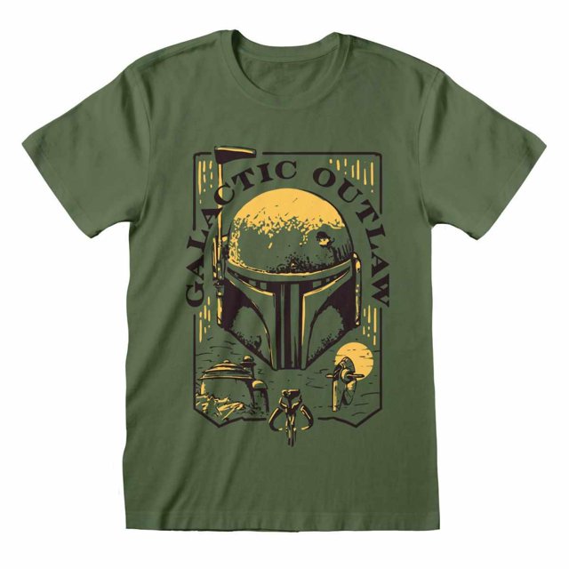 Star Wars: The Book Of Boba Fett - Camiseta Galactic Outlaw Casco para Adultos Unisex (Verde)
