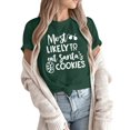 thumbnail image 1 of Débardeurs à Col Imprimé de Noël pour Femmes Manches Courtes T-Shirts Décontractés en Coton, 1 of 5