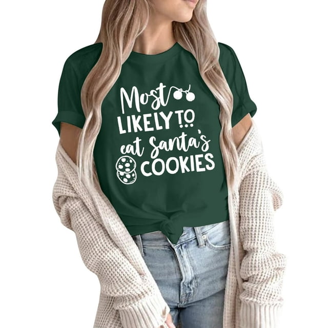 Débardeurs à Col Imprimé de Noël pour Femmes Manches Courtes T-Shirts Décontractés en Coton