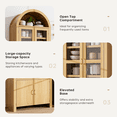 thumbnail image 3 of BaPro 71" Tall Arched Kitchen Pantry Cabinet, Modern Farmhouse Style Storage Cupboard with Adjustable Shelves for Dining & Living Room, Natural Wood, 3 of 6