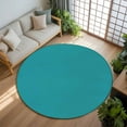 thumbnail image 3 of Teal 7ft Round Rug, Farmhouse Solid Turquoise Color Modern Art Non-Skid Rubber Backing Large Area Rugs - Living Room Bedroom Home Office, Indoor Floor Mat Carpets Washable Rug, 3 of 9