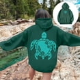 thumbnail image 4 of XIAOCHA Sea Turtle Floral Graphic Hooded Sweatshirt For Women Oversized Drop Shoulder Beach Long Sleeve Pullover Tops, 4 of 4