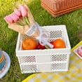 thumbnail image 2 of Folding Plastic Picnic Basket Collapsible Shopping Basket Folding Picnic Basket Stackable Storage Box Plastic Grocery Shopping Basket With Handles For Outdoor Home, 2 of 6