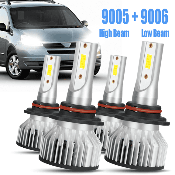 For Toyota Sienna 2004-2010 LED Headlight Bulbs 9005 9006 High Low Beam Combo 6000K 4pc