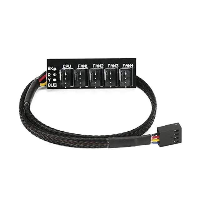 4/3PIN PWM Fan Hub CPU Cooling Fan Power Cable Hub Adapter Sleeved Case Splitter for Computer Cooler Case Fans 1 to 5(15.7 Inch) 1 to 5 0.4m