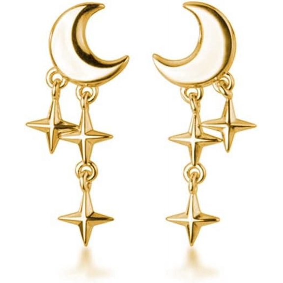 925 Sterling Silver Tiny Moon Star Earrings Studs for Women Teens Small Moon Studs Earrings Star Drop