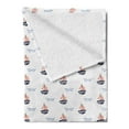thumbnail image 2 of Sailboat Soft Flannel Fleece Throw Blanket, Scandinavian Style Boat Illustration and Hand Drawn Waves, Cozy Plush for Indoor and Outdoor Use, 70" x 90", Night Blue Pale Peach, by Ambesonne, 2 of 5
