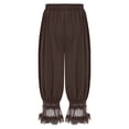 thumbnail image 4 of TiaoBug Womens Lace Trim Long Bloomers Loose Harem Pants Elastic Waist for Summer Home Casual Wear Coffee S, 4 of 5