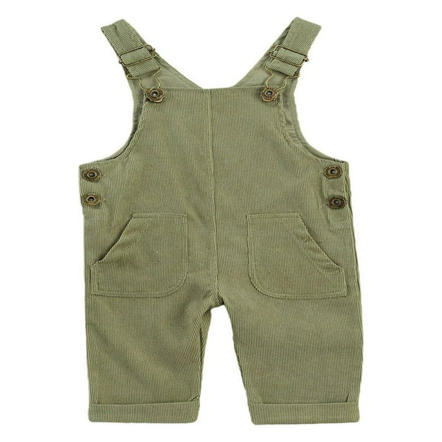 Baby Girl Boy Velvet Strap Suspender Overalls Pant Solid Jumpsuit Bib Pants One-Piece Spring Fall Clothes