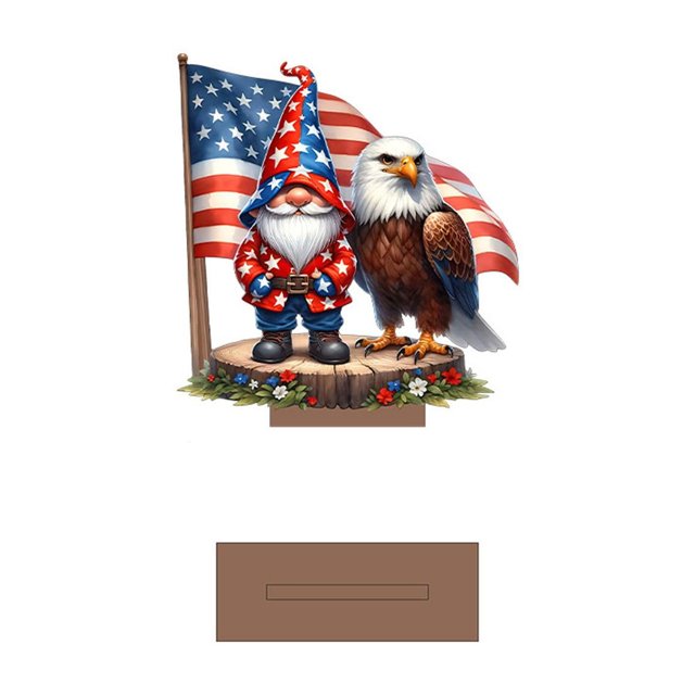 PLPPYFS 4th of July/Patriotic Wood Sign Rustic Table Decor Holiday Tiered Tray Decor with Wooden Base Freestanding Wood Sign for Home Tabletop Centerpiece Mantel Shelf Fireplace - Clearance Sale