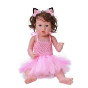 Merkmak 20 Inch Reborn Newborn Baby Doll with Blue Eyes Silicone Full Dolls Body Kids Gift Pink Dress