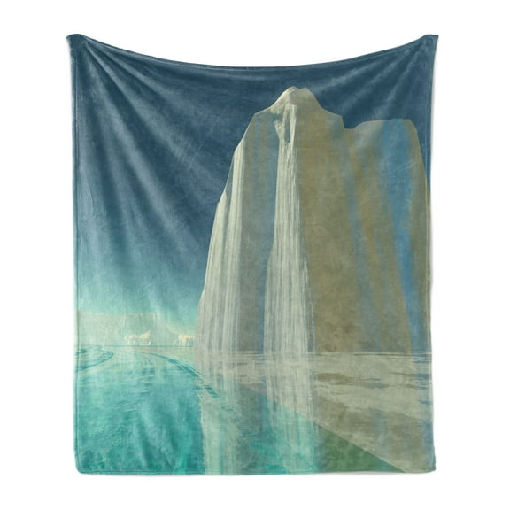 Ice Berg Soft Flannel Fleece Throw Blanket, Graphical Massive Frigid Structure by the Sea, Cozy Plush for Indoor and Outdoor Use, 60" x 80", Slate Blue Green, by Ambesonne