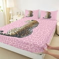 thumbnail image 3 of Castle Fairy Animal Cheetah Twin Sheet Sets 3pcs for Boys Girls,Woodland Wildlife Cheetah Twin Fitted Sheet Microfiber,Brown Pink Breathable Flat Sheet,Breathable Home Decor, 3 of 7