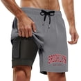 thumbnail image 4 of Board Shorts Men Male Summer Fashion Coconut Print Double Inner Layer Beach Pants With Pocket Short Homme Grey L, 4 of 4