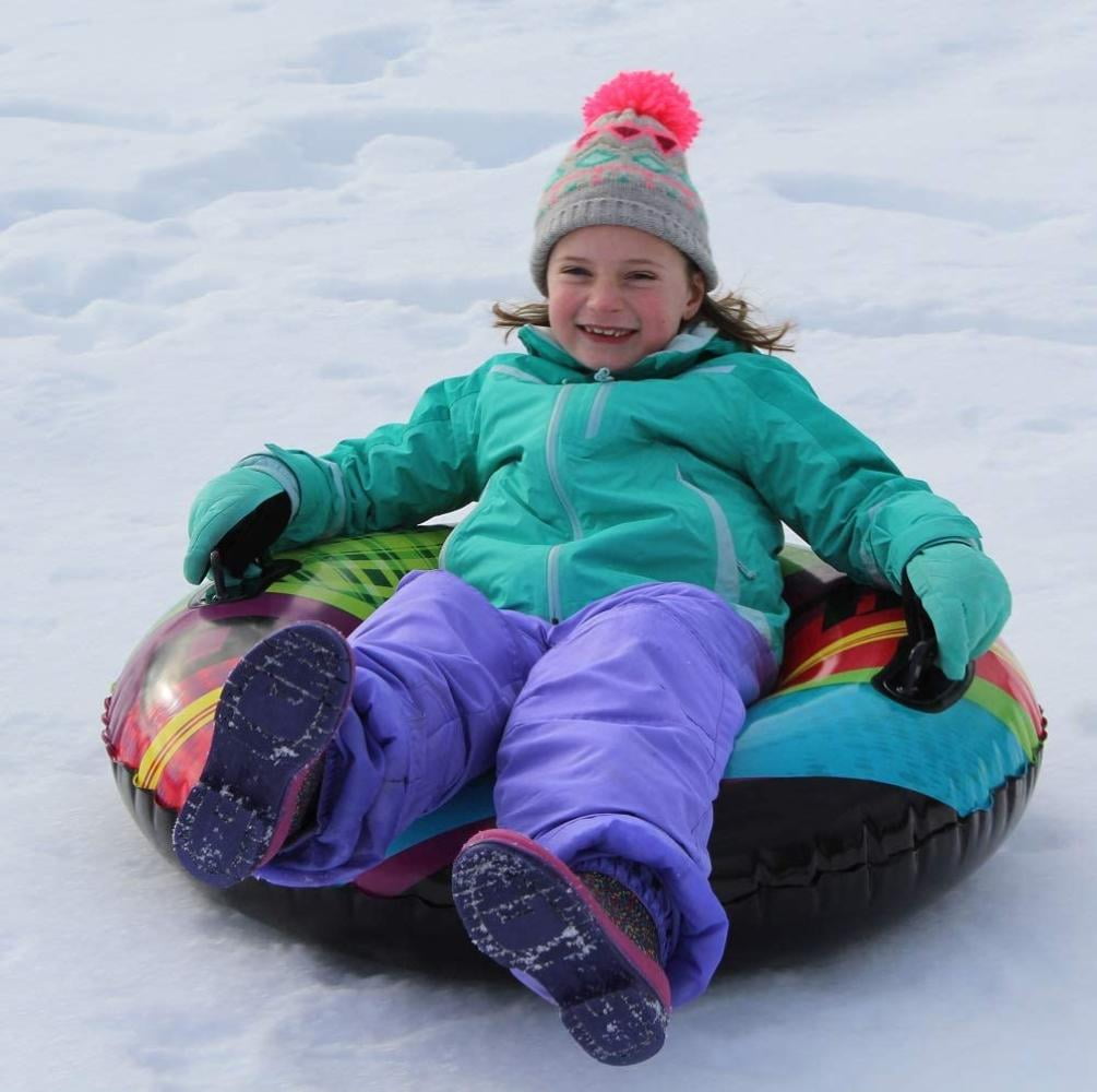 Flexible Flyer Blizzard Heavy Duty Snow & Water Tube Inflatable Sled Round Slider & Pool Float 