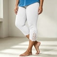 thumbnail image 2 of Ghalytn Plus Size Capri Leggings Women L-5XL, Elastic Waist Cropped Pants with Lace Hem, 2 of 6