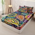 thumbnail image 2 of jejeloiu Colorful Paisley Zipper Twin Comforter Sets with Fitted Sheet and 2 Pillowcases For Men Women,Bohemian Pattern Zipper Bedding Set,Dark Multi,Navy Blue Reversible,4-Piece, 2 of 7
