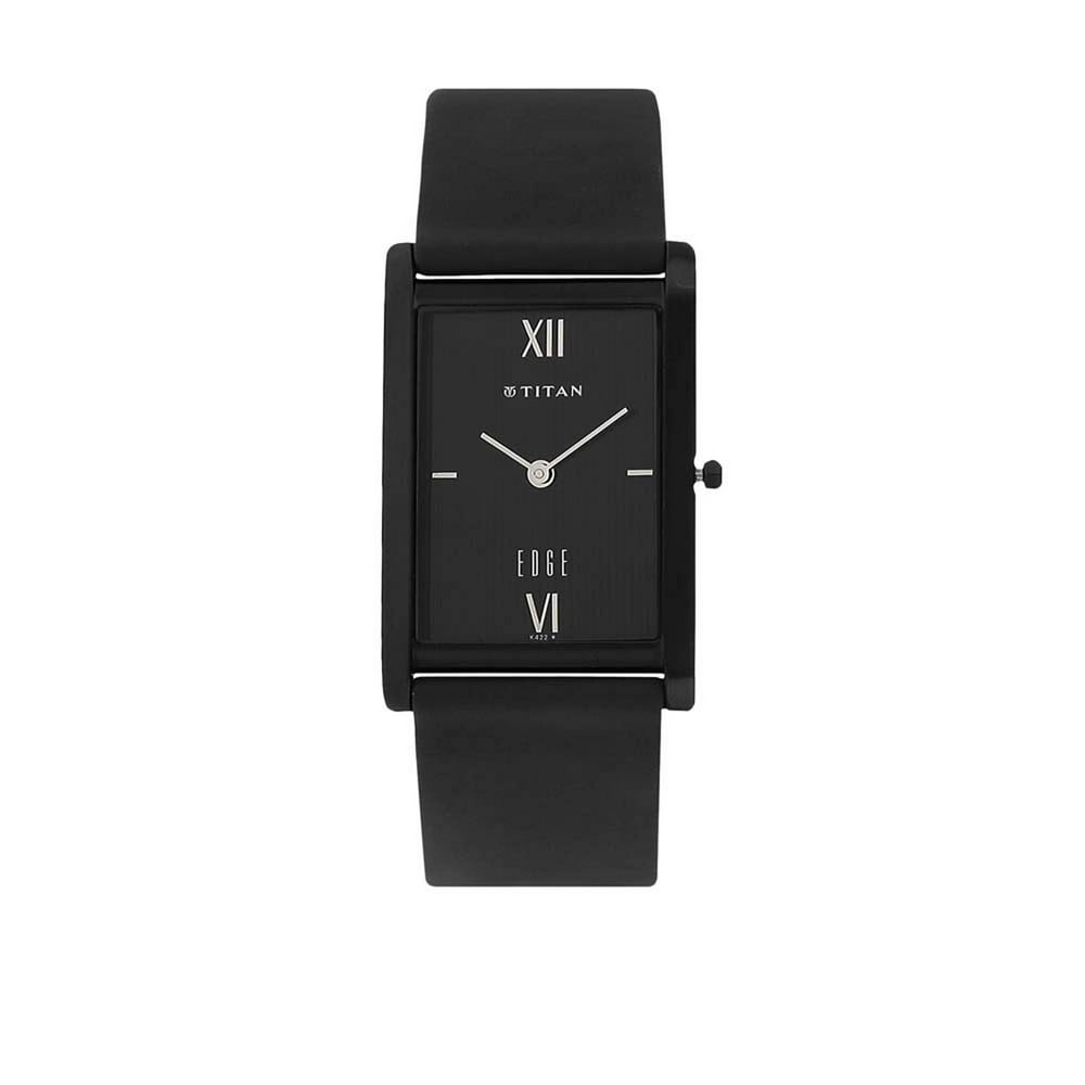 Titan - Titan Men's 1043NL01 EDGE - Ultra Slim - Black Leather Strap