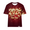thumbnail image 4 of Camisetas Casuales de Mujer Año Nuevo Impreso Suéter de Manga Corta Cuello Redondo, Top de Moda para el Uso Diario, 4 of 7
