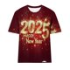 thumbnail image 4 of Camisetas Casuales de Mujer Año Nuevo Impreso Suéter de Manga Corta Cuello Redondo, Top de Moda para el Uso Diario, 4 of 7