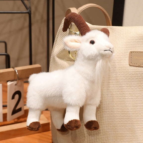 Lifelike Goat Stuffed Animal Plushie Cute Goat Plush Figure Toys for Girls, Adorable Doll Home Decor