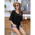 thumbnail image 5 of Anygrew Womens Tops Summer Blouses V Neck Batwing Sleeve Tops Tie Knot Chiffon Button Down Casual Blouse, 5 of 8