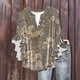 thumbnail image 4 of Tejiojio Women's Casual Printed Top Lace Trim V-Neck 3/4 Sleeves Button Down Fashionable Daily Wear, 4 of 6