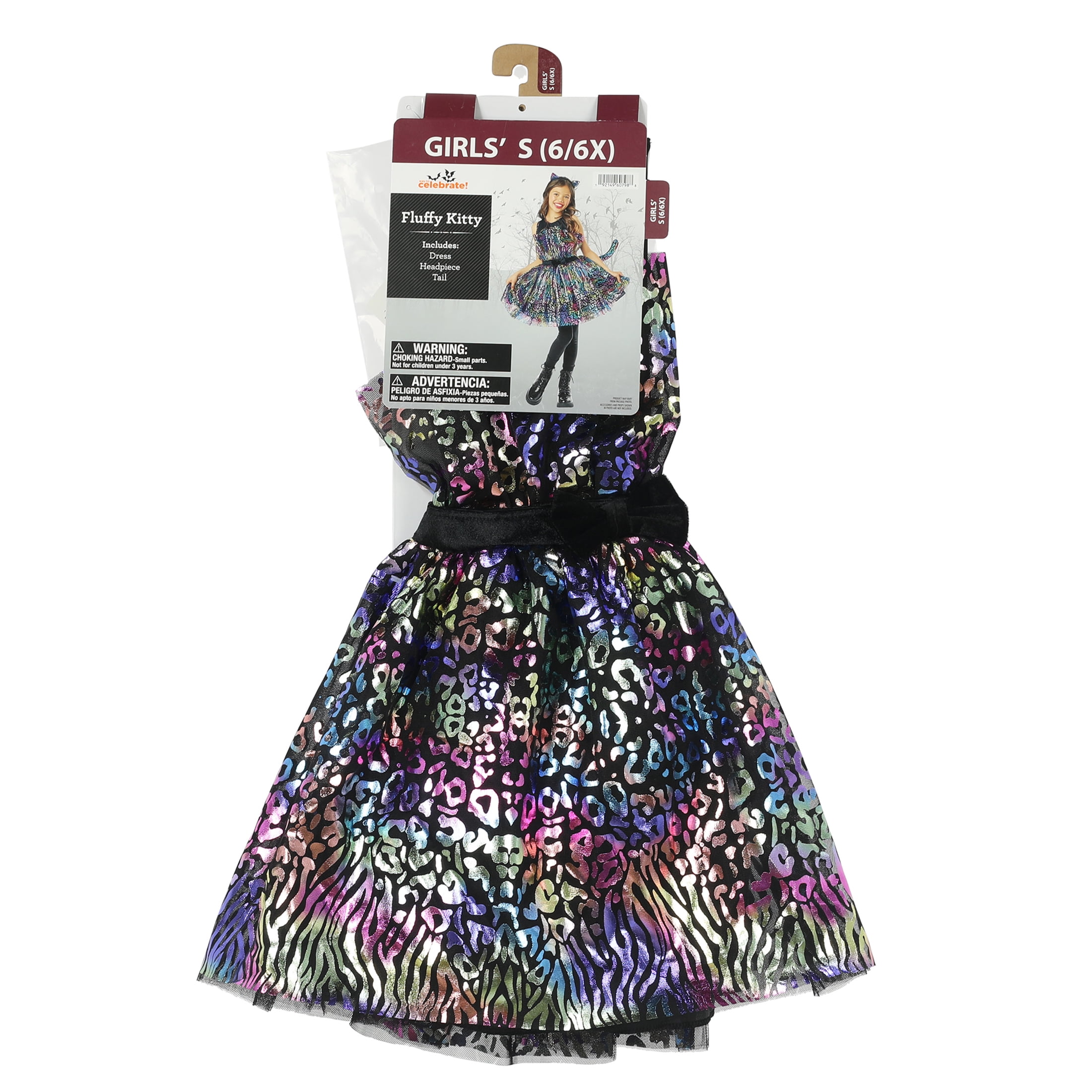 Fluffy Kitty Halloween Costume for Children, Girls' Size S (6/6X), by Way to Celebrate