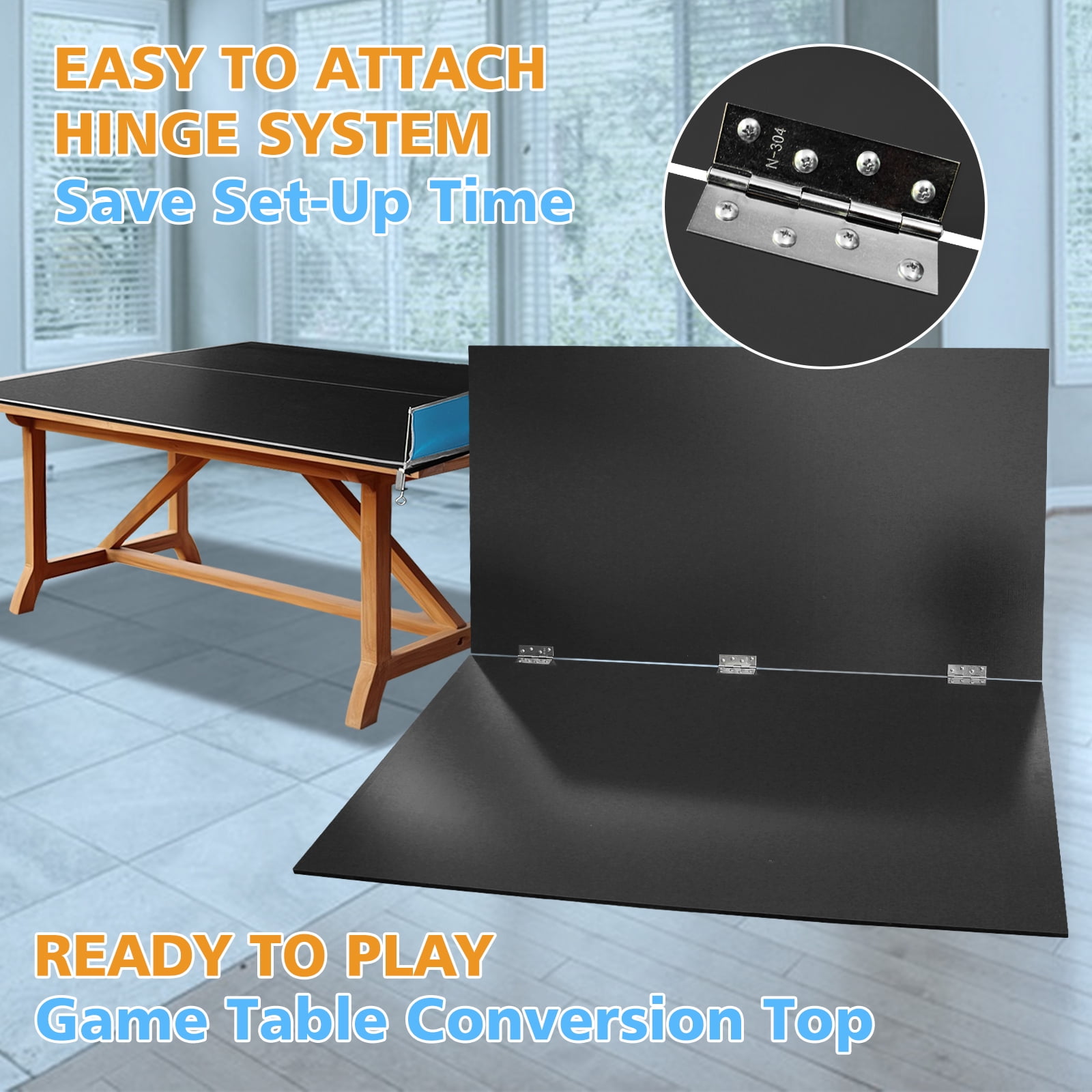 7ft Mid-Size Ping Pong Conversion Top, Foldable & Portable Table Tennis Table Top for for Indoor/Outdoor,Black