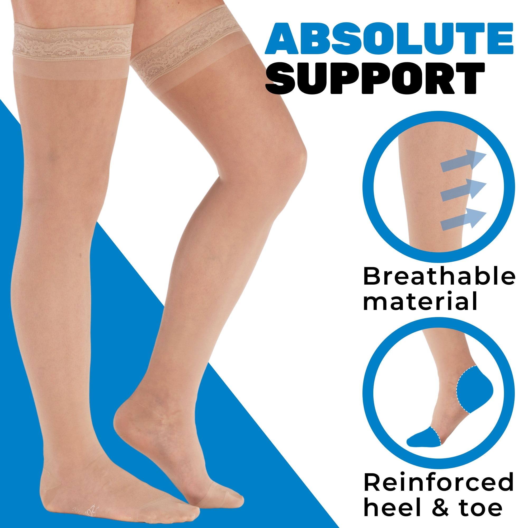 Made in USA - Womens Compression Stockings 15-20mmHg Pregnant - Nude, Medium