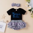 thumbnail image 3 of Baby Girls 3-piece Outfit Set Letter Print Romper+Shorts+Headband Set, 3 of 10