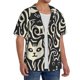 thumbnail image 2 of Fotbe Abstract Cat Faces Pattern Camisa Estampada de Manga Corta para Hombre, Casual de Verano, Estilo Playero, Sin Arrugas-4X-Large, 2 of 5