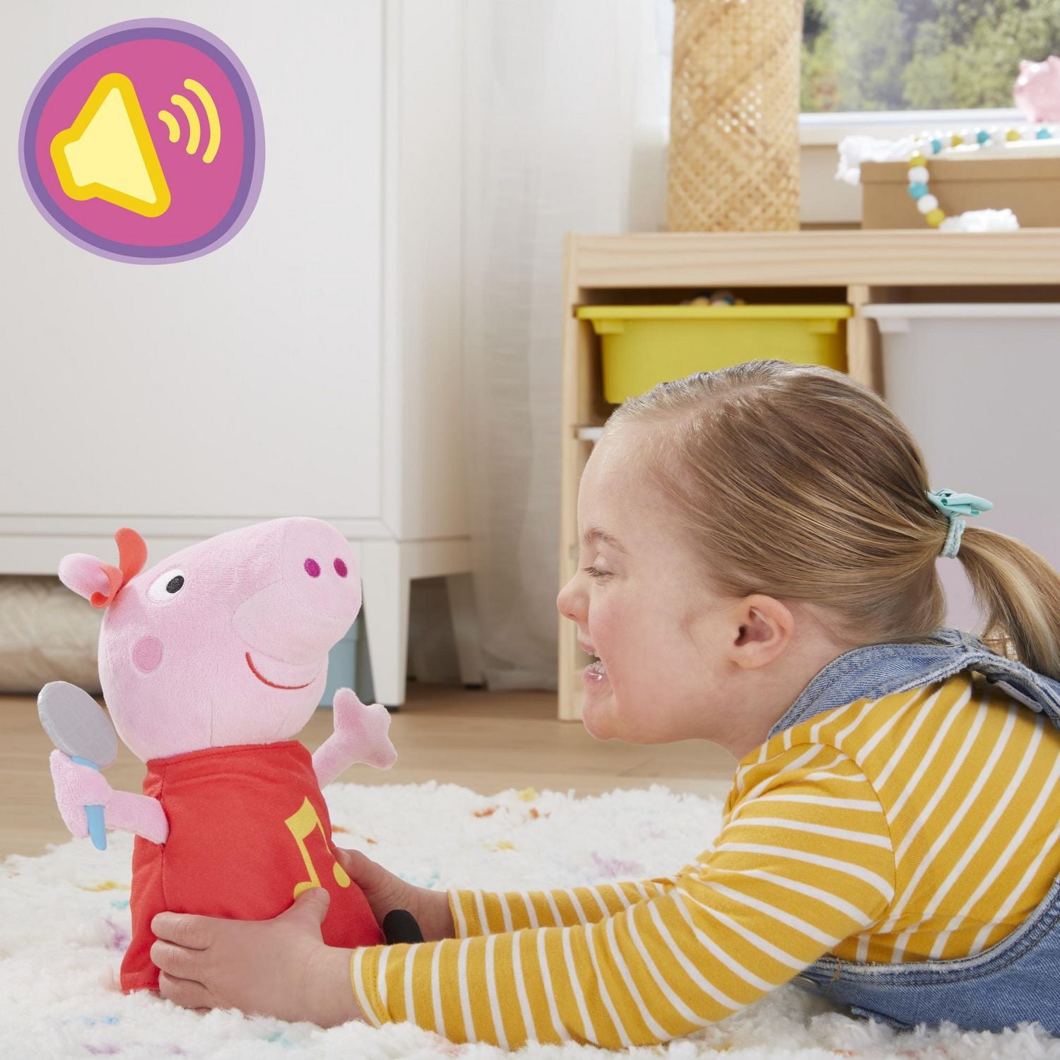 Peppa Pig Oink-Along Songs, Singing Plush Doll with Sparkly Red Dress and Bow - English
