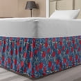 thumbnail image 1 of Retro Bed Skirt, Classic Rose Blooms Revival Bridal Old Fashioned Botanical Damask Inspired, Elastic Bedskirt Dust Ruffle Wrap Around for Bedding Decor, 4 Sizes, Ruby Tan Violet Blue, by Ambesonne, 1 of 2