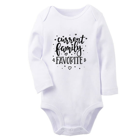 Current Family Favorite Funny Rompers, Newborn Baby Unisex Bodysuits, Infant Jumpsuits, Toddler 0-12 Months Kids Long Sleeves Oufits (White, 6-12 Months)