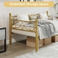 thumbnail image 5 of Twin Size Daybed Frame, Twin Size Metal Day Bed with Floral Headboard, Metal Sofa Bed Frame Modern Metal SOFE Bed Frame, Heavy Duty Steel Slats Supports Day Bed, 5 of 8