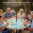 thumbnail image 3 of Round Outdoor Tablecloth with Umbrella Hole and Zipper, Teal Red Coastal Tablecloth with Elastic Waterproof, Nautical Seahorse Beach Coral Starfish Patio Table Covers for 36" - 44" Pool Tables, 3 of 9