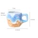 thumbnail image 2 of Taza de cerámica única con esmalte por goteo azul y tostado, capacidad de 350 ml, 2 of 2